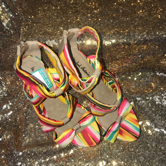 MICHAEL ANTONIO Multi Color Wedged Heels Sz 6.5 - Picture 8 of 8